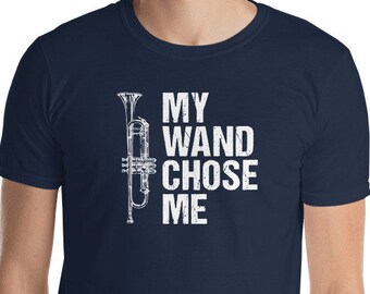 Trumpet My Wand Chose Me Funny Band T-Shirt Original Retro Distressed Graphic from HeroWearApparel