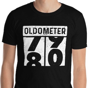 80 Years Old Oldometer Odometer Funny 80th Birthday Anniversary Automobile Classic Car Enthusiast T-Shirt image 1