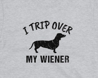 Ik reis over mijn Wiener grappig teckel hond minnaar cadeau Unisex T-shirt