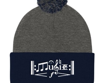 Artistic Abstract Music Theory Notation Composer Musician Gift Pom Pom Winter Knit Beanie Cap Hat