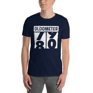 80 Years Old Oldometer Odometer Funny 80th Birthday Anniversary Automobile Classic Car Enthusiast T-Shirt image 2