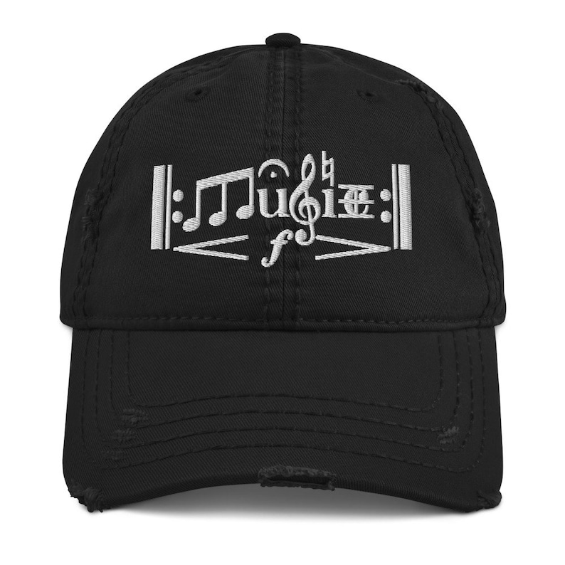 Classical Music Theory Notation Art Musician Composer Music Lover Distressed Embroidered Hat Cap image 2