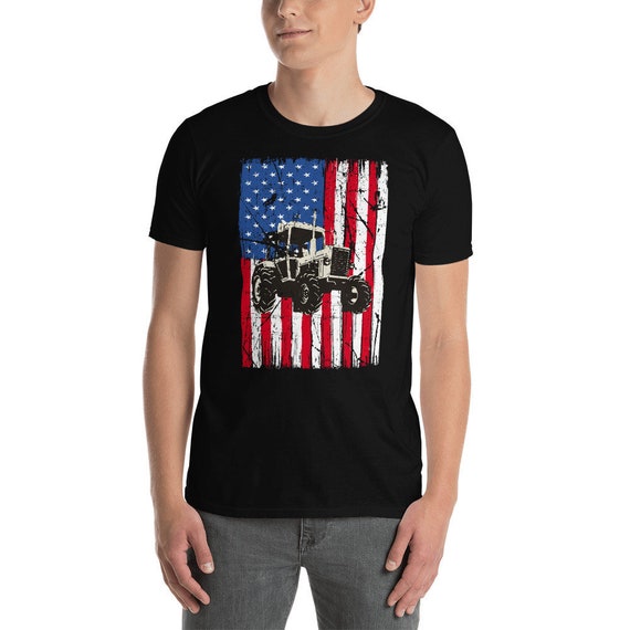 Farm Tractor With Distressed Usa Flag T-Shirt Farm Tractor With Distressed Usa Flag T-Shirt