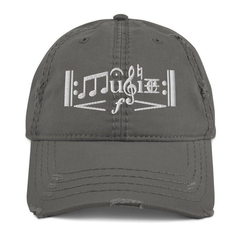 Classical Music Theory Notation Art Musician Composer Music Lover Distressed Embroidered Hat Cap image 3