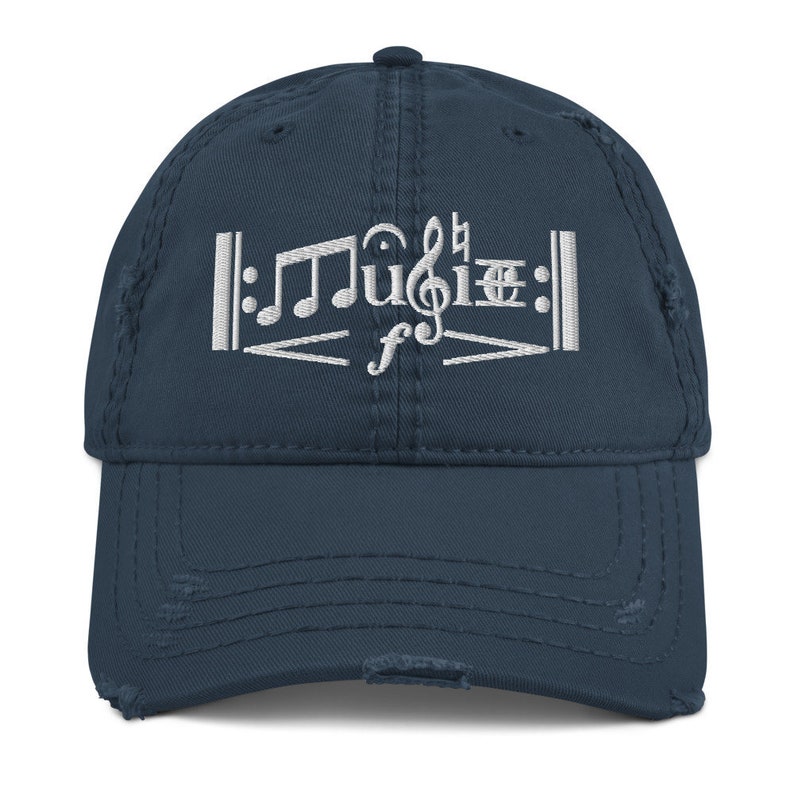 Classical Music Theory Notation Art Musician Composer Music Lover Distressed Embroidered Hat Cap image 1