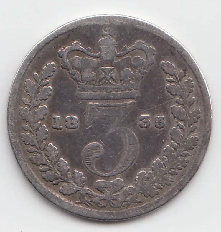 Image of 1835 Silver Threepence 3D - William Iv