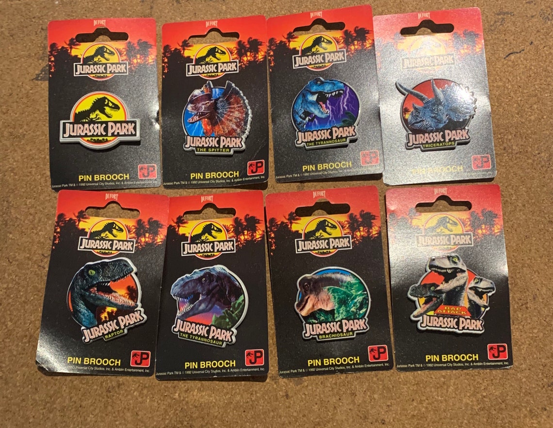 Set of Jurassic Park 1992 Movie Dinosaur JP Pin Badges Etsy