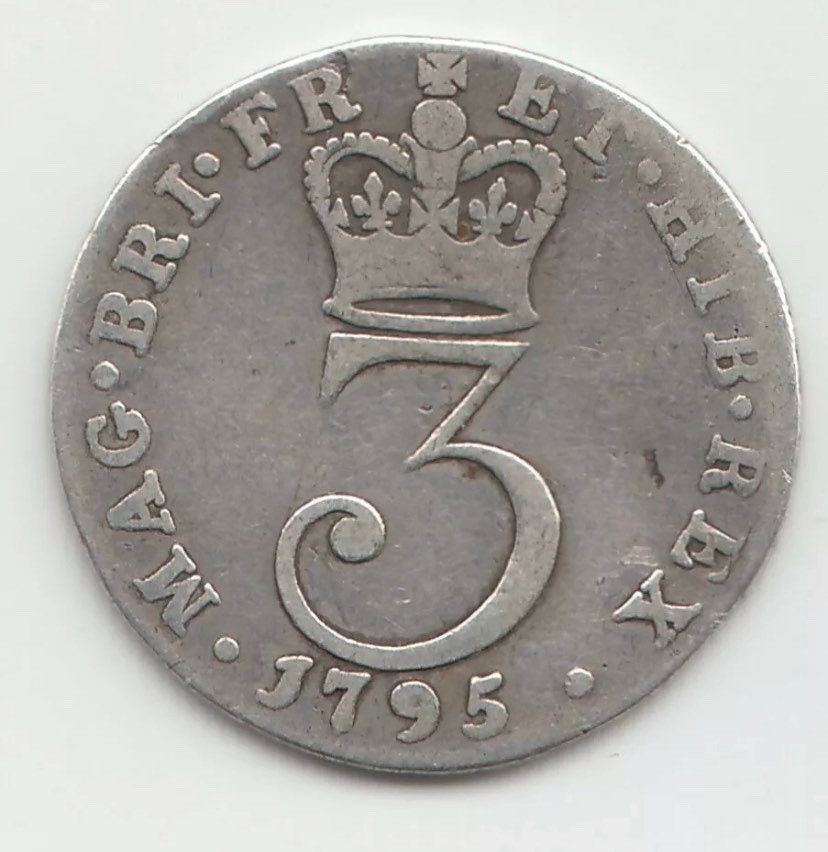 Image of 1795 Silver Threepence 3D - George Iii