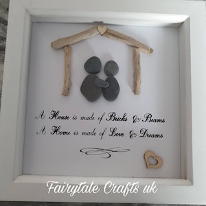 Pebble art, new home, new house, moving gift, scottish art, pebble picture, stone art, family art,