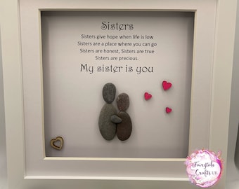 Sister framed gift, sister pebble art, sister, pebble art, birthday gift, sister quote