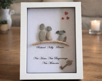 New home, new beginnings, new memories, pebble art, ideal for a new home gift personalised to your requirements, new home gift, new home,