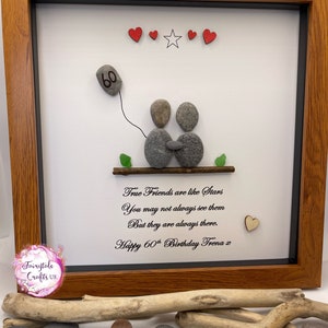 Friends pebble art, 40th, 50th birthday pebble art, personalised gift, personalised frame, birthday, pebble art, birthday gift, friend gift image 10