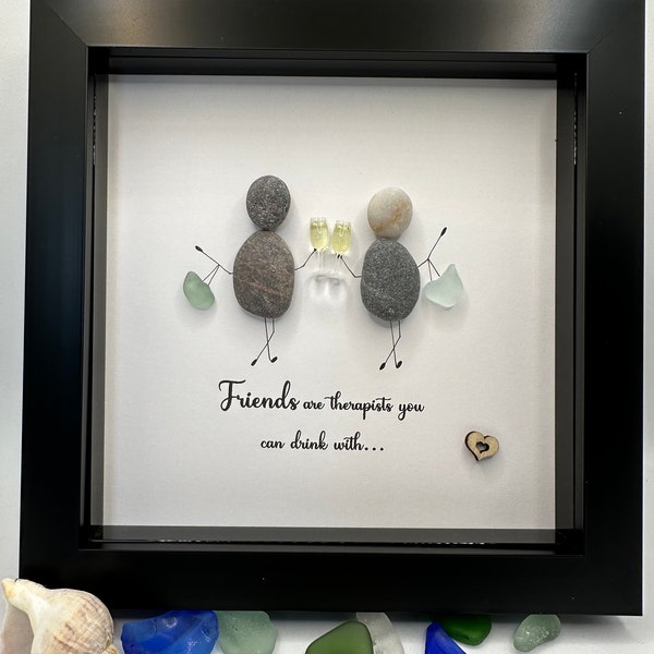 Pebble art friends,friends are therapists,  friendship pebble art, friend gift, birthday gift