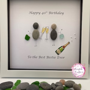 Pebble art bestie, pebble art birthday, birthday gift 40th, 50th, 60th, pebble art friends, personalised, friend gift, birthday gifts Bild 2