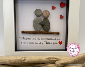 Colleagues pebble art, pebble art friends , pebble art, made in Scotland, thank you gift, thank you, leaving gift, retirement gift