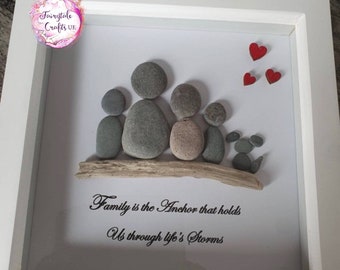 Family is the anchor, pebble art, personalised pebble picture, pebble, stone art, stone picture,  family pebble, pebble art Family,