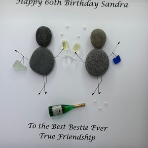 Pebble art bestie, pebble art birthday, birthday gift 40th, 50th, 60th, pebble art friends, personalised, friend gift, birthday gifts Bild 3