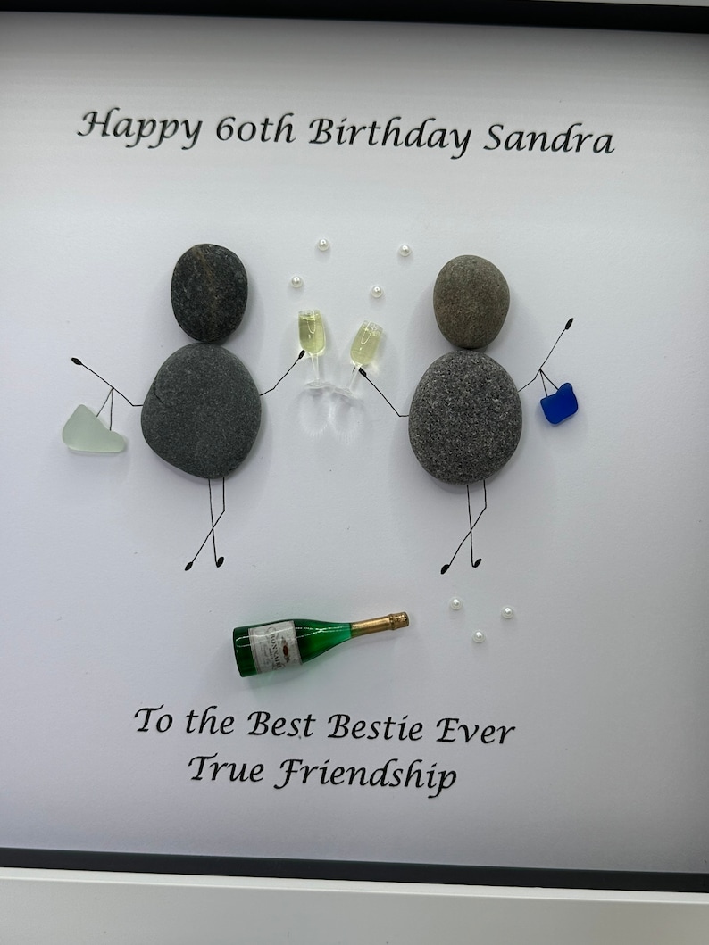 Pebble art bestie, pebble art birthday, birthday gift 40th, 50th, 60th, pebble art friends, personalised, friend gift, birthday gifts Bild 3