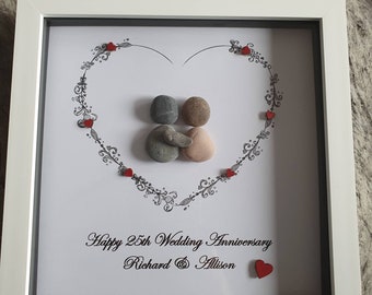 Anniversary pebble art personalised, anniversary gift, couple gift, 40th wedding, silver wedding, anniversary, silver wedding, couple love