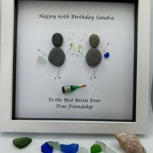 Pebble art bestie, pebble art birthday, birthday gift 40th, 50th, 60th, pebble art friends, personalised, friend gift, birthday gifts Bild 1