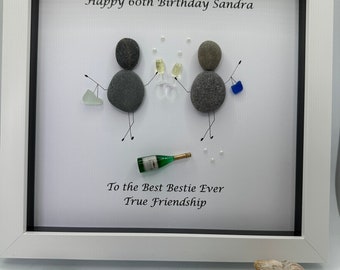 Pebble art bestie,  pebble art birthday, birthday gift 40th, 50th, 60th, pebble art friends, personalised, friend gift, birthday gifts