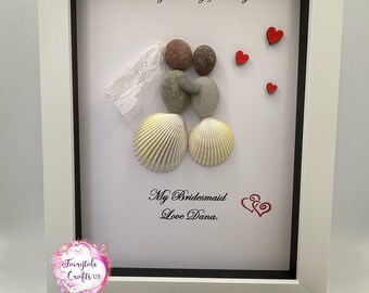 Thank you for being my bridesmaid, bridesmaid gift, pebble art,