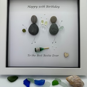 Pebble art bestie, pebble art birthday, birthday gift 40th, 50th, 60th, pebble art friends, personalised, friend gift, birthday gifts Bild 6