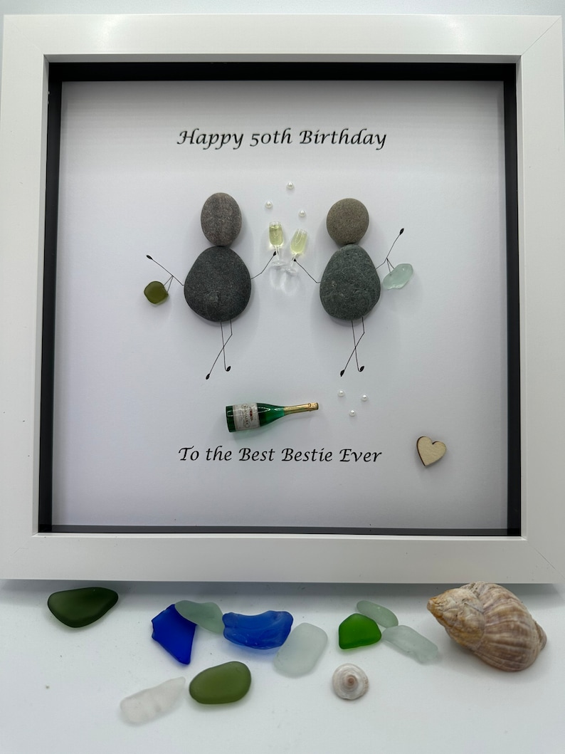 Pebble art bestie, pebble art birthday, birthday gift 40th, 50th, 60th, pebble art friends, personalised, friend gift, birthday gifts Bild 6