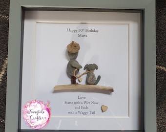 Friends pebble art, 40th, 50th, 60th, 70th birthday pebble art, birthday picture, personalised picture, birthday, dog picture stone picture,