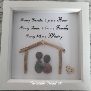 Pebble art, new home, new house, moving gift, scottish art, pebble picture, stone art, family art,