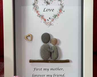 Mothers day pebble art, mother pebble art, superhero pebble, scottish art, Scottish pebbles, family pebble art, mum gift