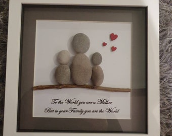 Mothers day, mother pebble art, family pebble art, family pebble art, Scottish pebble art, stone art, mothersday gift