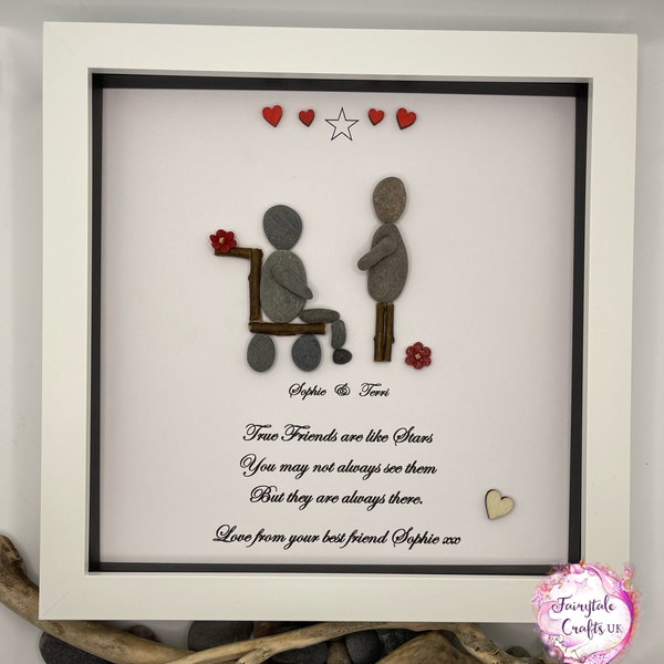 pebble art friends, 40th, 50th, 60th, 70th, personalised gift, personalised picture, birthday, pebble art, birthday gift, wheelchair