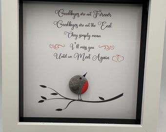 Robins pebble art,  Robin frame pebble art, robin pebble art, rock art,robin gift, sympathy gift, robin meet again