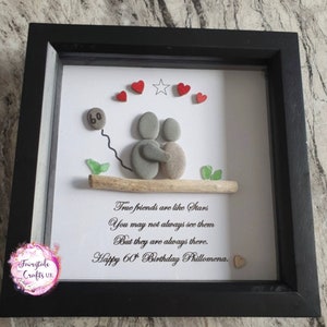 Friends pebble art, 40th, 50th birthday pebble art, personalised gift, personalised frame, birthday, pebble art, birthday gift, friend gift image 4