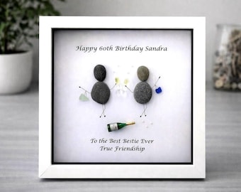 Personalised Pebble Art Birthday Gift, Framed Pebble People, framed pebble art. Pebble art. Pebble art birthday, pebble art friends. Friend