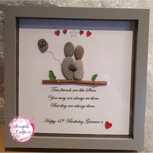 Friends pebble art, 40th, 50th birthday pebble art, personalised gift, personalised frame, birthday, pebble art, birthday gift, friend gift image 6