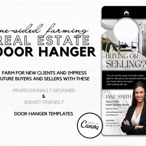 Real Estate Farming Door Hanger, &quot;Buying or Selling&quot; Canva Template, Realtor Marketing | INSTANT DOWNLOAD