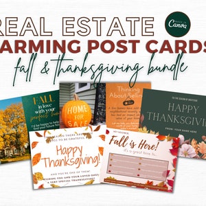 Six Cute Fall and Thanksgiving Themed Farming Postcards for Real Estate