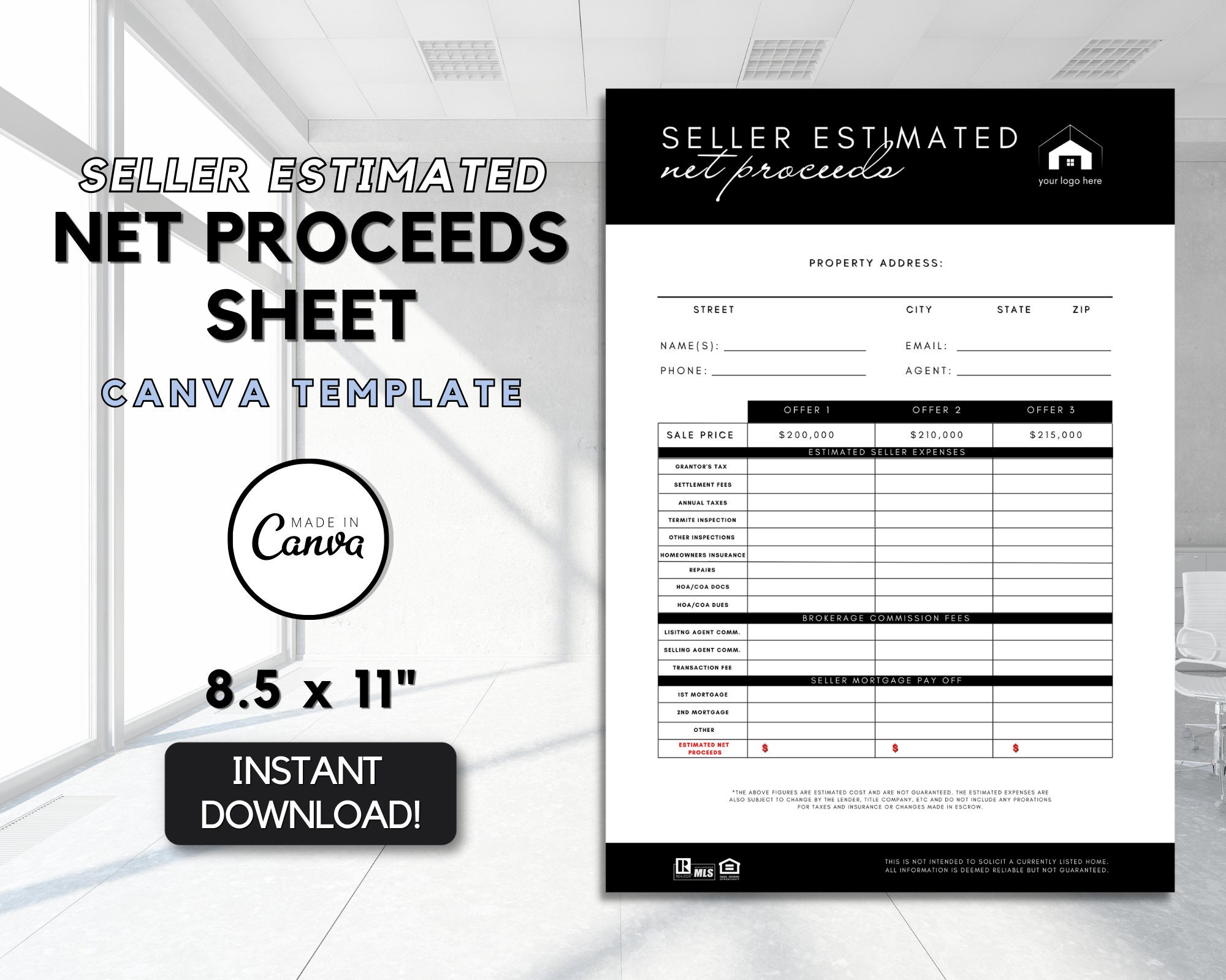 Real Estate Seller Estimated Net Proceeds Sheet Printable Canva Real Estate Seller Estimated Net Proceeds Sheet Printable Canva
