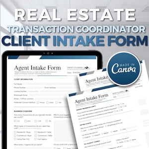 Formulaire d'intégration du client pour le coordinateur des transactions immobilières | Modèle Canva modifiable + PDF à remplir