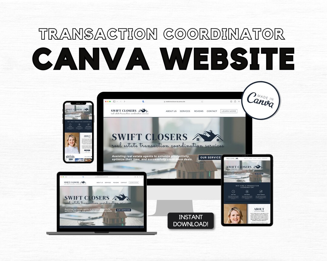 Digital Transaction Web Template Real Estate Transaction Coordinator Website Template | Canva Design ...