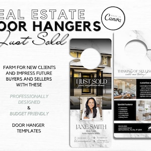 Just Sold Real Estate Door Hanger Canva Template, Real Estate Marketing, Realtor Door Hanger, Real Estate Farming, Realtor Marketing