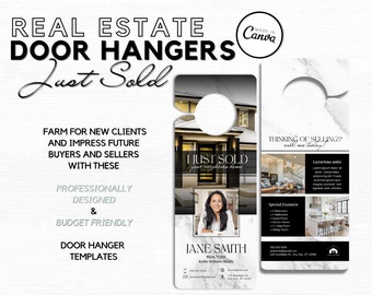 Just Sold Real Estate Door Hanger Canva Template, Real Estate Marketing, Realtor Door Hanger, Real Estate Farming, Realtor Marketing