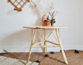 Antique rattan table round top - Vintage rattan coffee table - Cream patina - Old Rattan - Vintage Factory