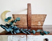 Basket old wood wooden box handle 60s suitcase Kids decoration