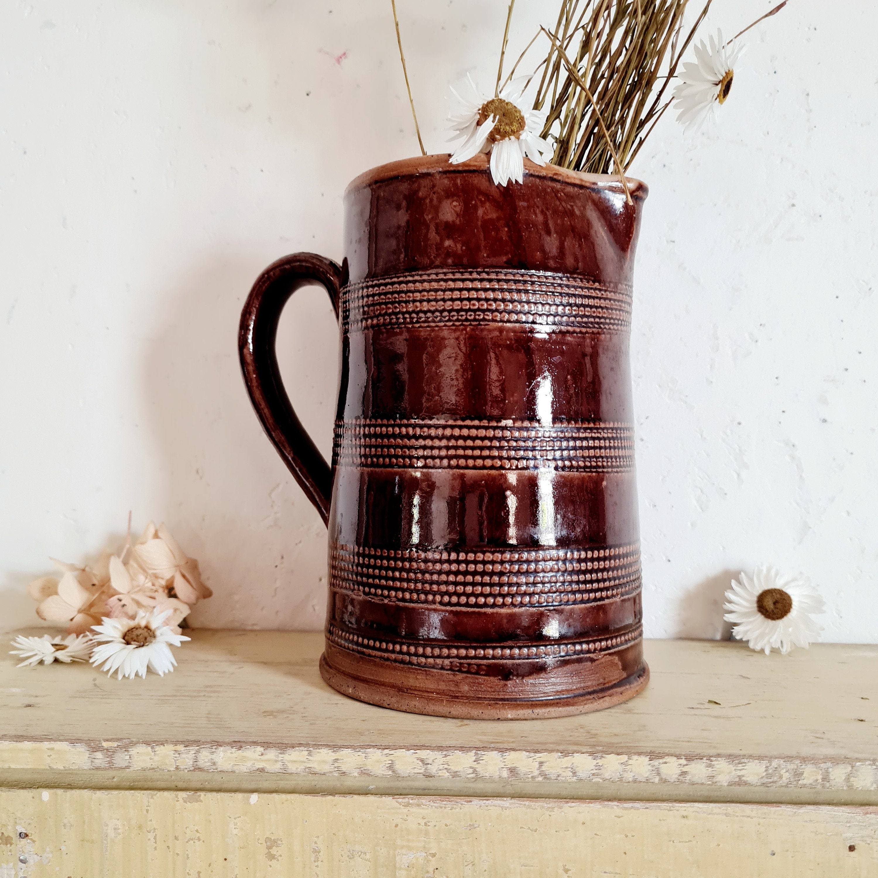 Carafe Vintage Des Années 60 - Pichet Ancien Rétro Céramique Charming French Old Carafe Factory Vint