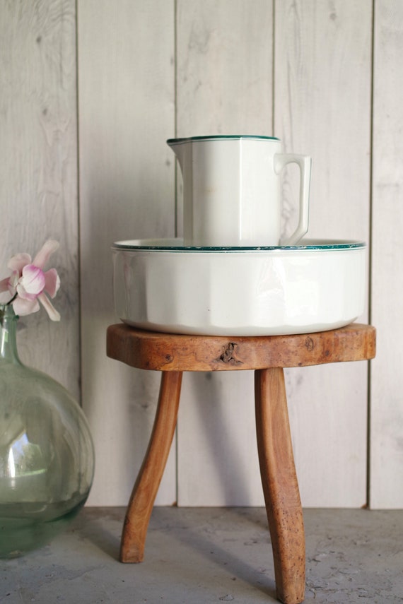 Retro Toilet Set Vintage Vasque And Water Broc Old Etsy