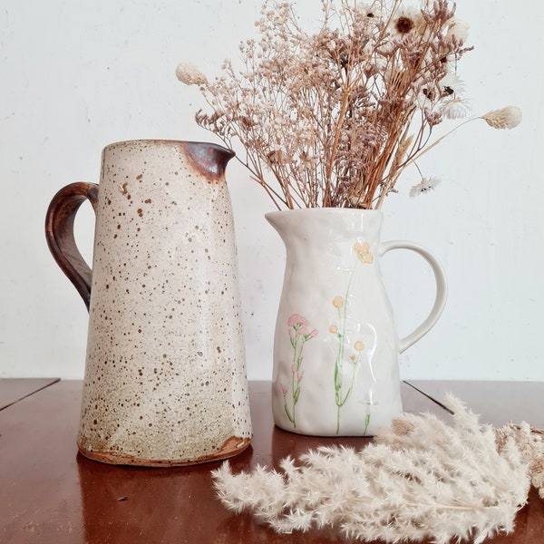 Vase ancien pichet en terre cuite - grès ancien - french antique jug- stoneware jug - Factory Vintage