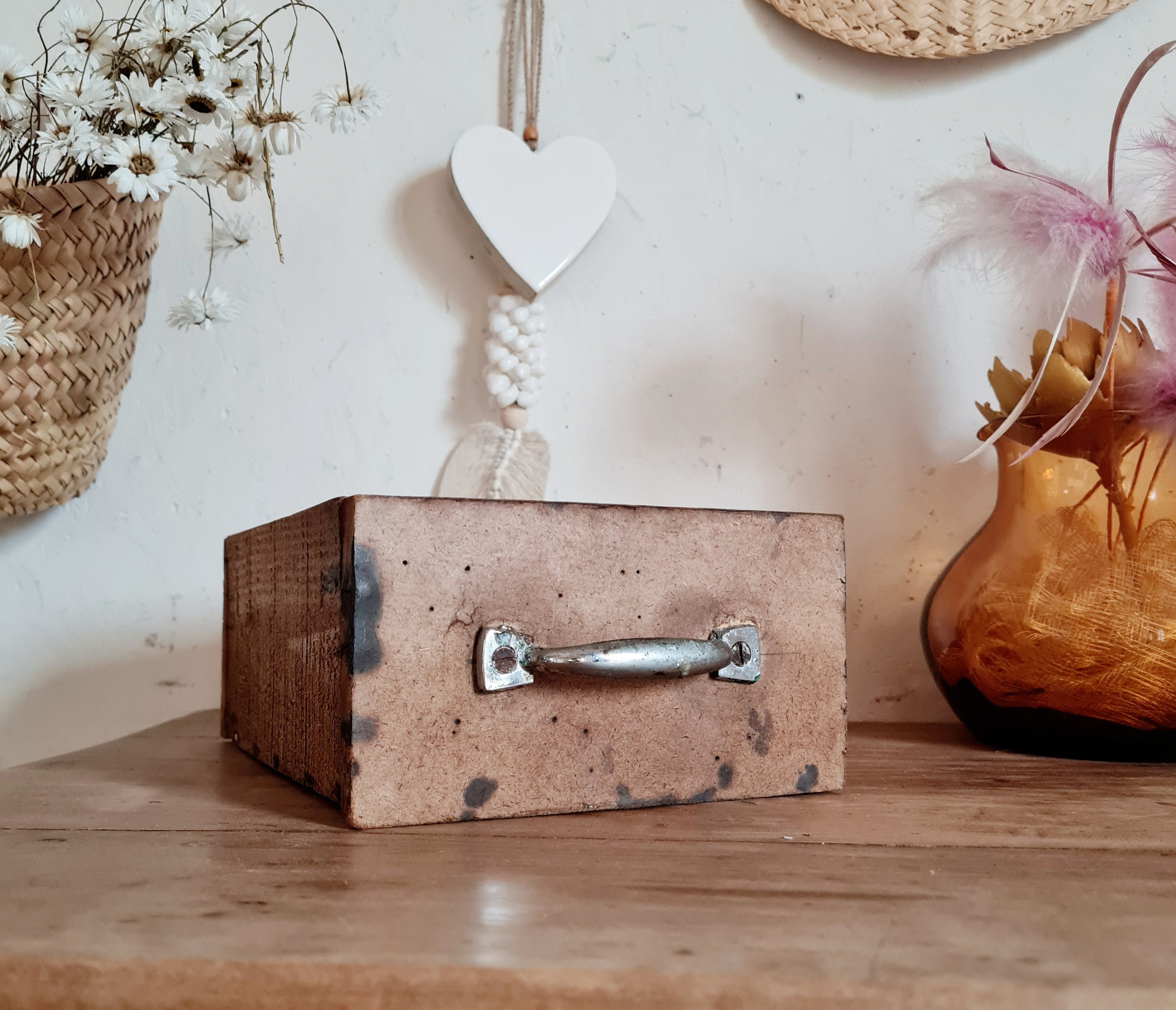 Boîte Ancienne Tiroir d'atelier en Bois - Rangement Vintage Factory Vintage